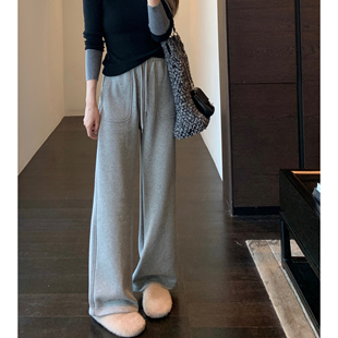 女秋冬新 一条过冬～加绒加厚保暖高腰显瘦休闲直筒阔腿裤 AMR
