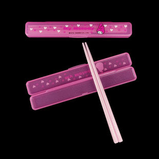 出口日本sanrio玉桂狗大耳狗布丁狗筷子便携餐具盒学生melody卡通