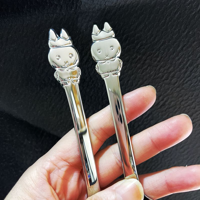 高档货加厚出口正版可爱兔子miffy不锈钢勺子叉子西餐具儿童