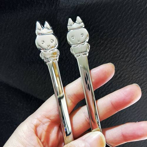 高档货加厚出口正版可爱兔子miffy不锈钢勺子叉子西餐具儿童
