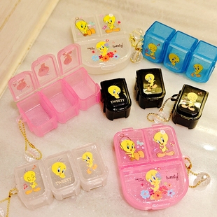 可拆分翠儿崔迪崔弟tweety7天药盒分格挂件拆分卡通可爱耳钉收纳