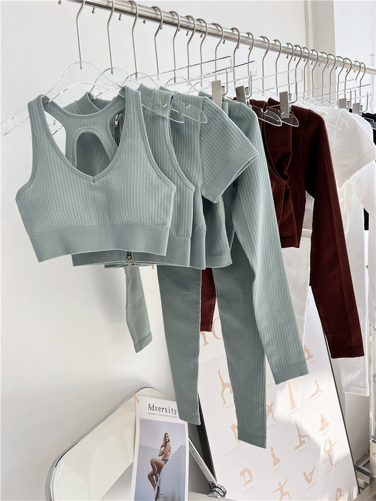 유럽과 미국의 인터넷 연예인 피트니스 6피스 스포츠 브라 스레드 아름다운 등 타이트 푸시업 브라 러닝 요가 바지