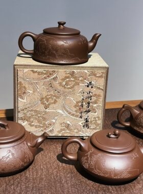吴永明紫砂壶渔樵耕读高工师承顾绍培原创作品老紫泥350-400c底槽
