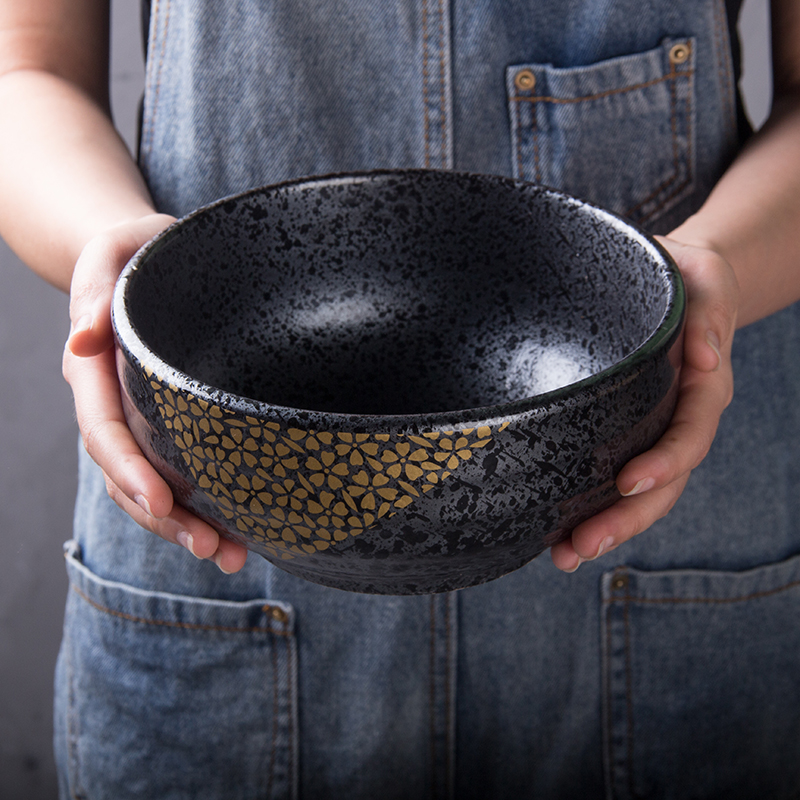 特大汤碗黑色磨砂加厚拉面碗
