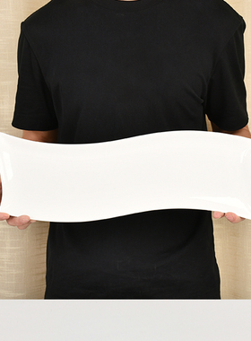 17寸白色超大号陶瓷酒店纯色寿司长方摆盘餐厅私房菜三文鱼拼盘