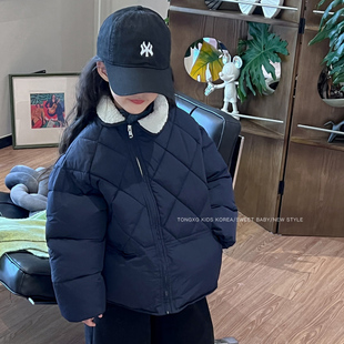潼小乖定制女童棉衣棉服冬装2025新款夹棉外套连帽保暖加厚5Q072