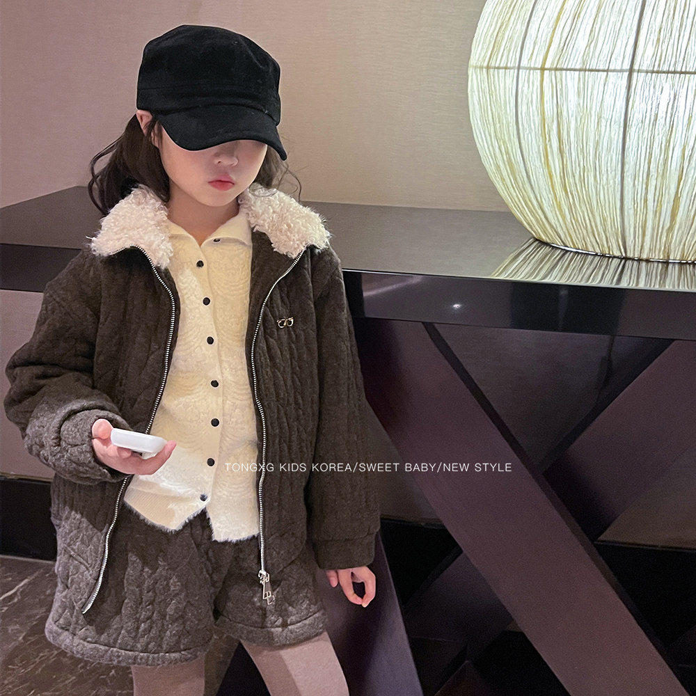 潼小乖定制2025秋冬加绒加厚泡泡套装毛领外套上衣+泡泡短裤5q164,童装/婴儿装/亲子装,套装,淘宝优惠券,粉丝福利购,淘宝优惠卷