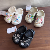 子送辅料软 大童女童鞋 潼小乖亲子2025夏季 儿童软底舒卡通适洞洞鞋