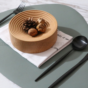 样板间厨房 餐厅实木置物点心餐盘北欧现代曲面装饰摆件软装搭配