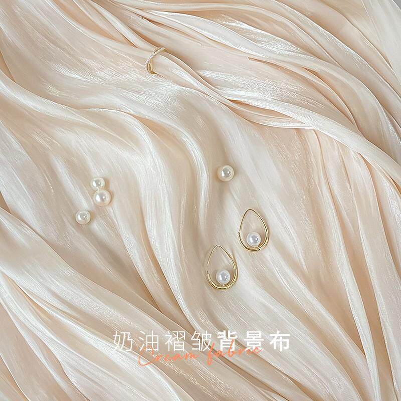 星月溶溶ins简约轻奢皱纱仿缎面背景布小众超仙饰品美甲拍照道具