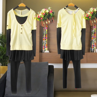 68包邮 年底春秋 新款假两件长袖T恤修身显瘦低领打底衫 实拍