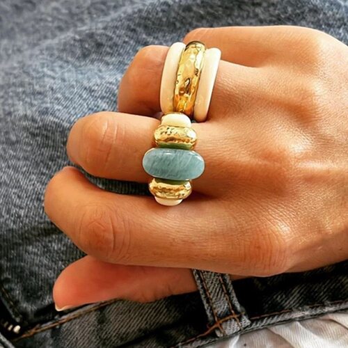 法国小众复古时髦度假感Aurelie Bidermann ETANIA天河石色戒指女