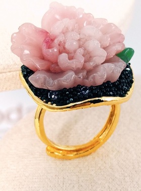 清新甜美花朵开口戒指女海边度假风气质食指戒小众高级感手饰