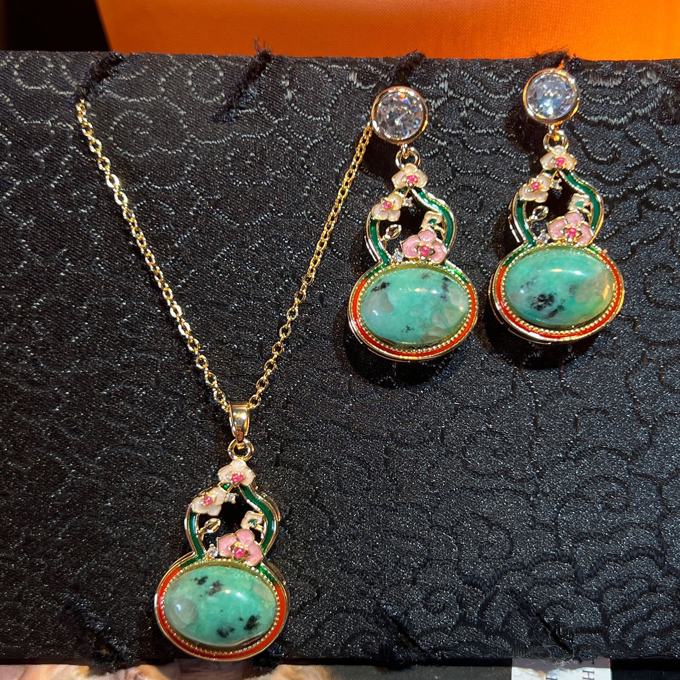 古法天然绿松新中式葫芦复古小众设计感国潮vintage新款原创设计