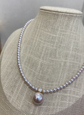 新款3MM项链女轻奢高级感百搭锁骨链珍珠吊坠