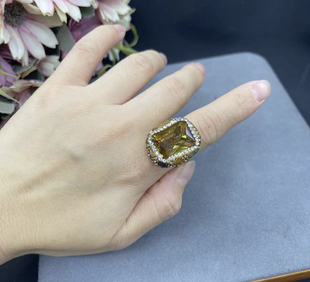 新款方形土耳其苏丹石变色石戒指欧美个性跨境首饰指环