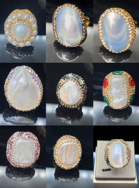 新款巴洛克真皮开口戒指轻奢小众设计感高级感女跨境热卖饰品