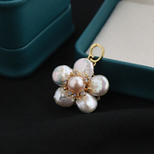 天然淡水巴洛克珍珠花朵吊坠项链新款 女日韩小众百搭配件锁骨链