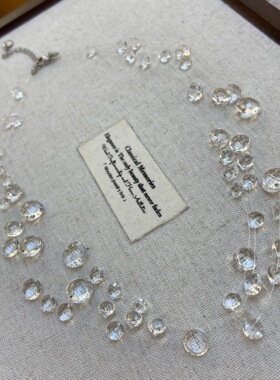 小众设计清晨露珠项链手工透明水晶串珠颈链时尚悬浮珠锁骨