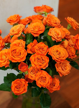 多头小玫瑰泡泡云南直发鲜花花束速递同城橙色芭比520情人节礼物