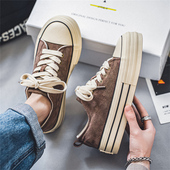 男低帮百搭厚底麂皮绒板鞋 春季 男 子潮鞋 2024美拉德帆布鞋 款 男鞋