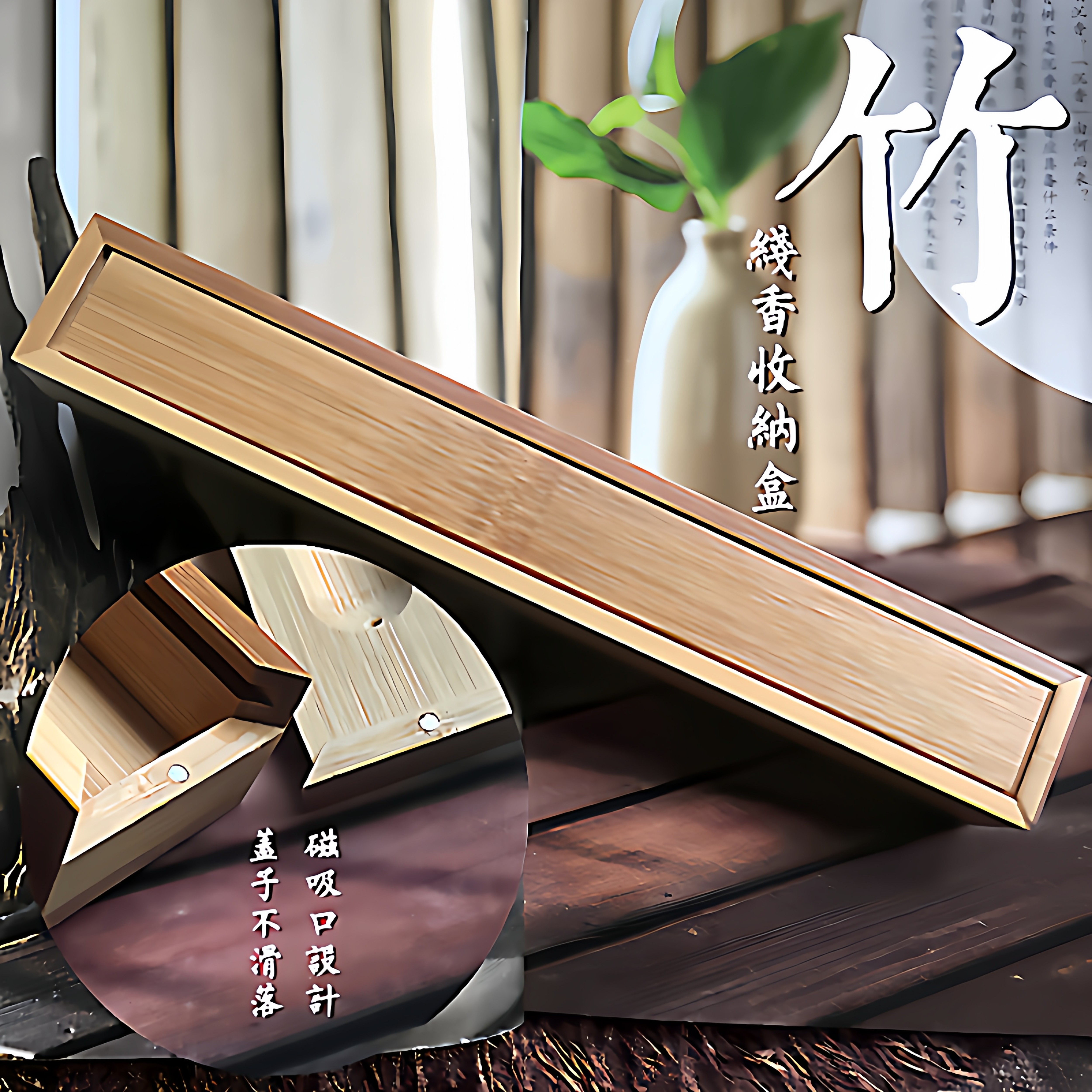 香道线香竹盒抽拉盖 国色天香 沉香 檀香包装礼盒 便携竹木香插