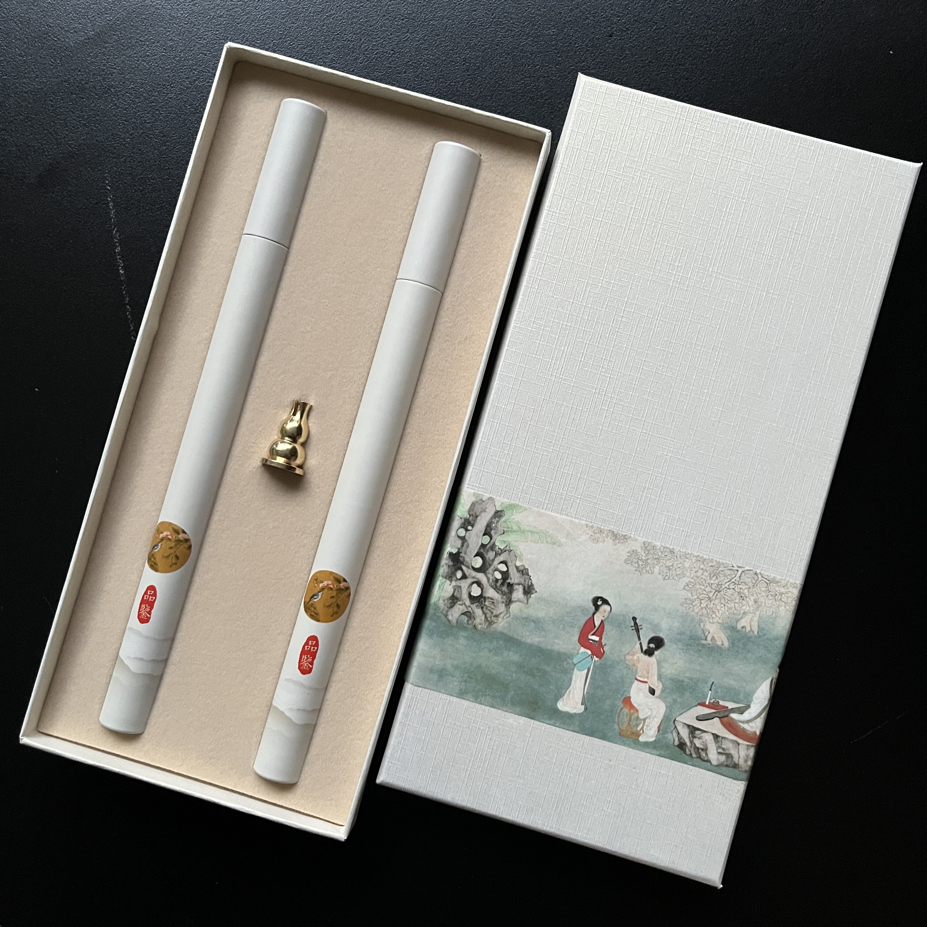 一画香道包装双筒礼盒图片