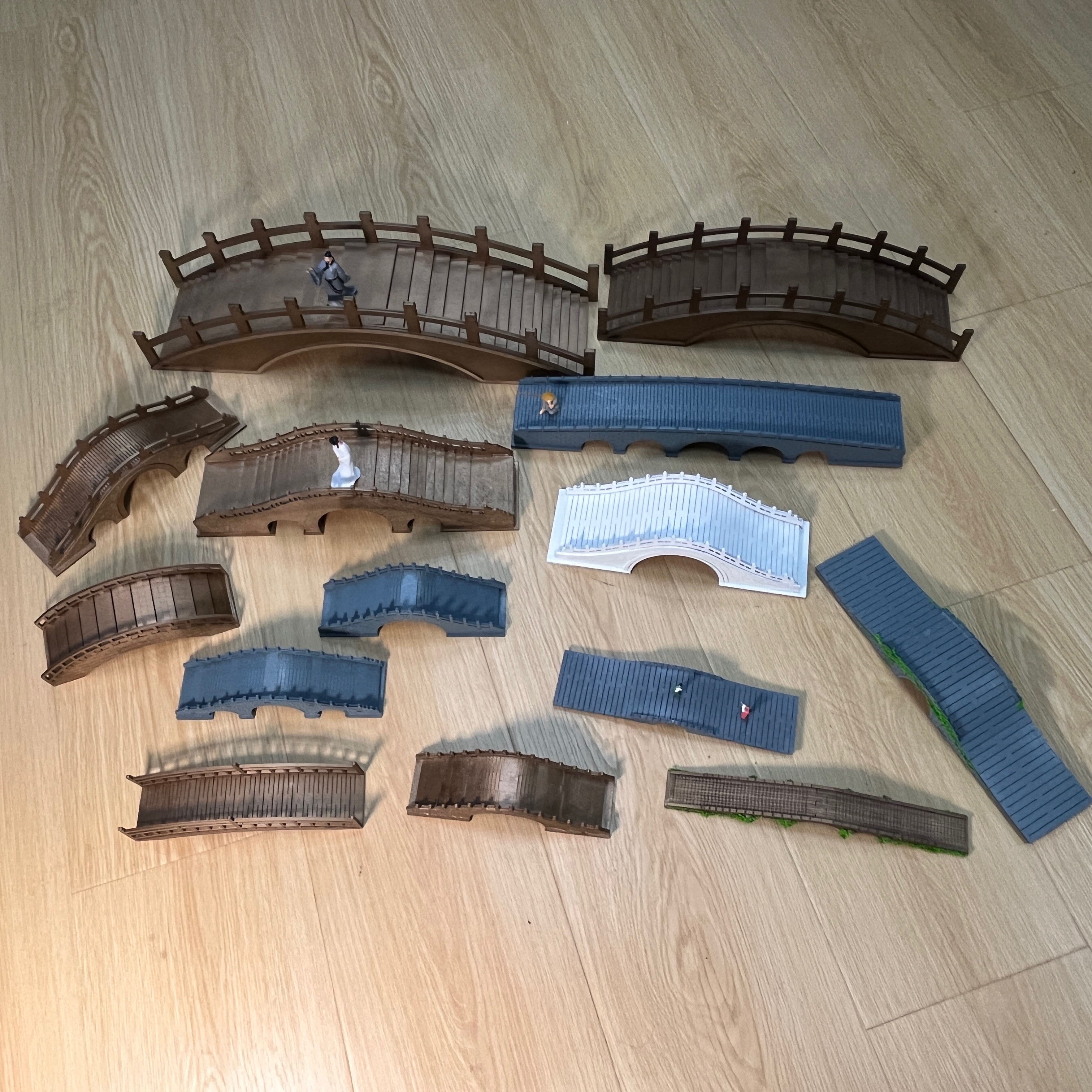 模型桥梁建筑配件仿古拱桥仿青石台阶拱桥仿汉白玉桥景观装饰摆件