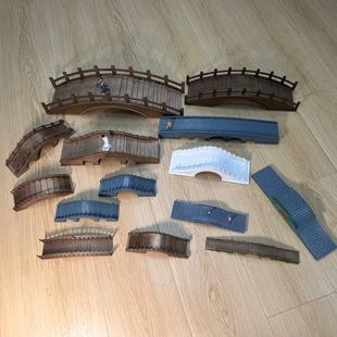 仿古实木拱桥 微景观盆景沙盘装 饰摆件 古代建筑摆景 仿汉白玉桥