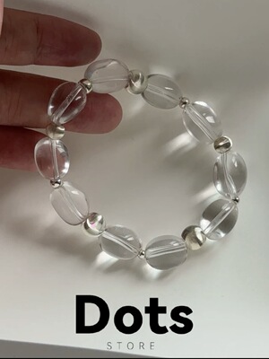 Dots 原创【月汐】天然白水晶手链手串女清透椭圆串珠极简ins风
