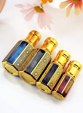 新款3 6 12ML高档烫金彩色香水瓶滚珠精油瓶玻璃空瓶便携分装走珠