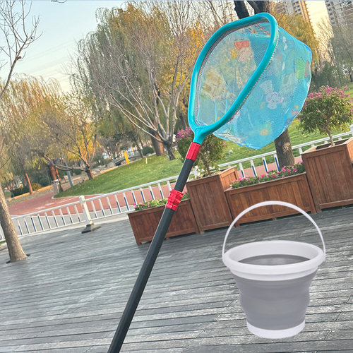 巡洋鲨儿童捞鱼抄网碳素小鱼网可伸缩抄网杆抄网兜捞鱼网超轻结实