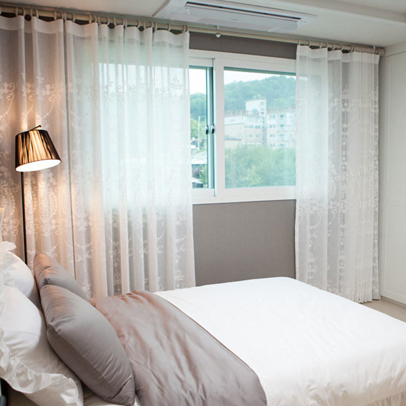 欧式高档窗帘纱帘隔断客厅卧室成品白纱飘窗阳台落地窗窗纱白沙帘