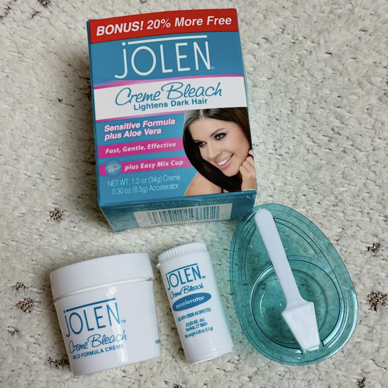 保税 jolen漂胡剂染眉膏汗毛染脱色膏唇毛胡子眉毛漂眉膏温和芦荟