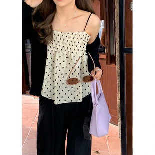 全场第二件半价甜辣妹波点吊带女夏网红设计感小众内搭上衣外穿潮