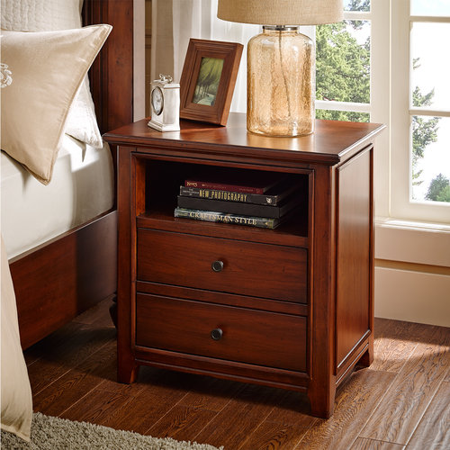 HH美式卧室储物床头柜经典简约家用美式乡村实木床头柜