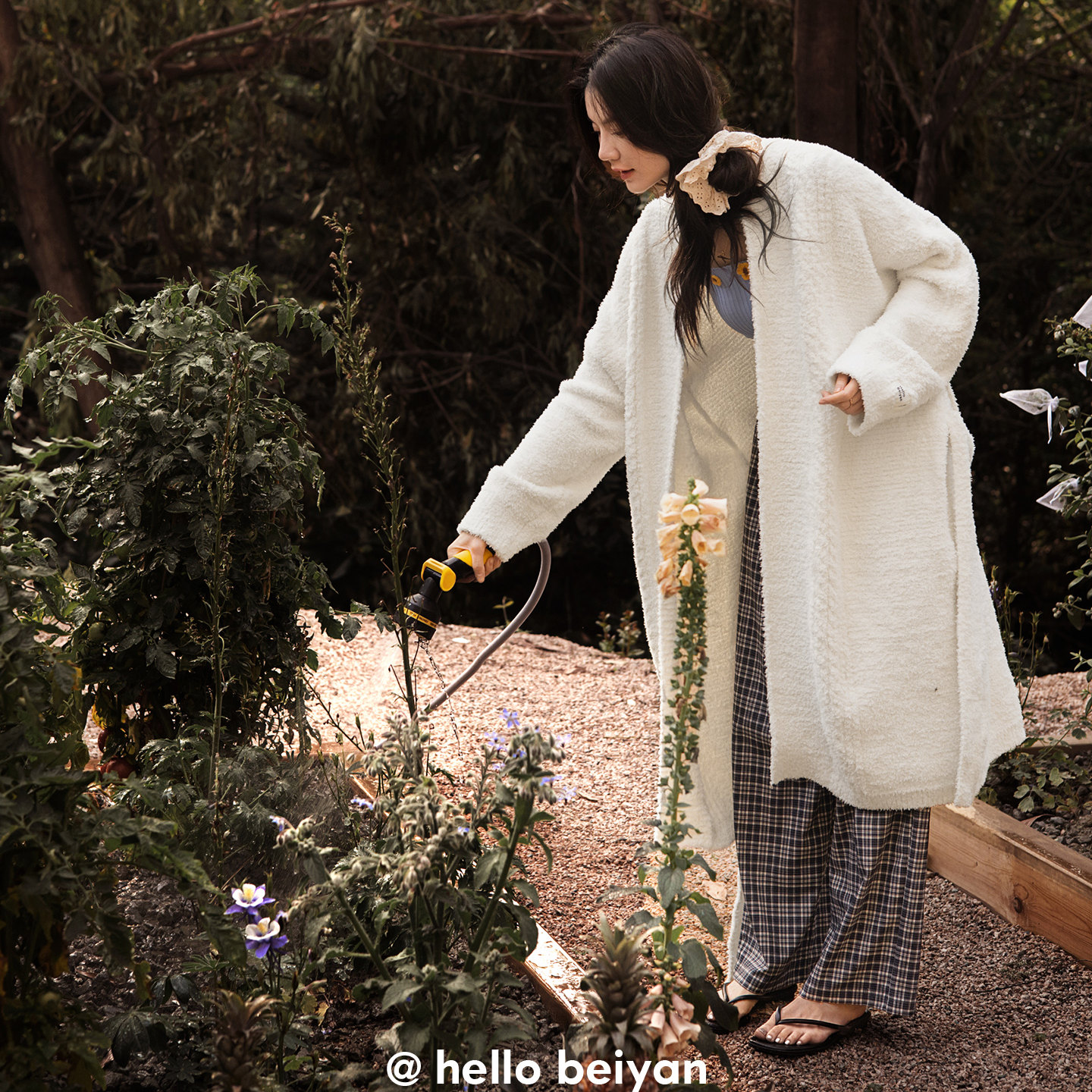 贝妍高级感珊瑚绒睡袍女款秋冬季保暖半边绒睡衣性感温柔纯色浴袍