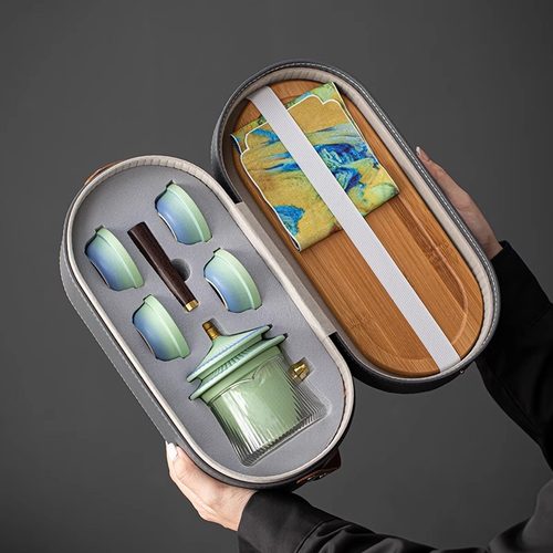 故宫文创旅行茶具套装便携式快客杯一壶三杯商务开业伴手礼物定制