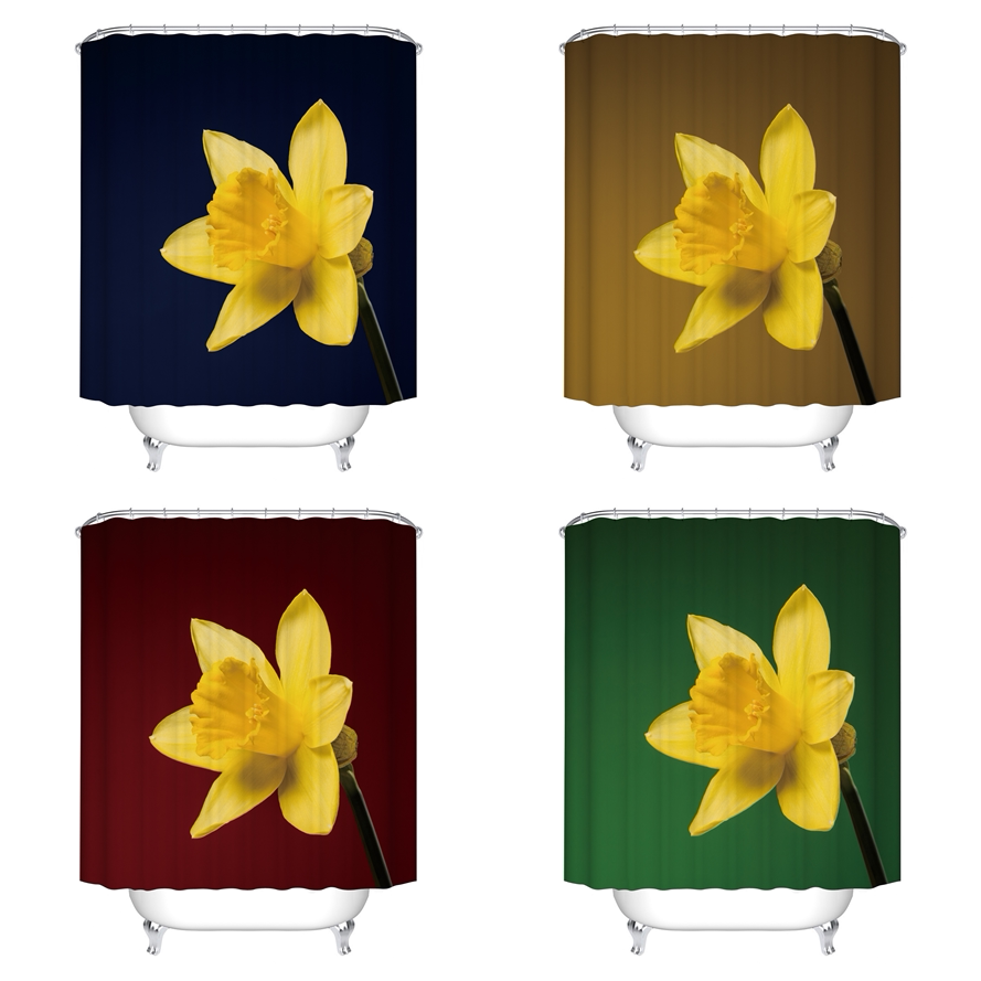 卫生间彩色花朵浴帘数码印花涤纶隔断帘浴室淋浴防水遮光窗户帘子