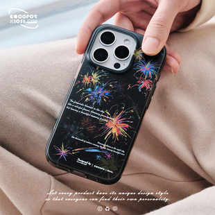 pro 手机壳 磨砂双层印花 适用于苹果 烟花 透黑边框 max iosco 原创设计