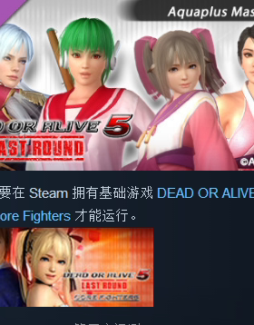 DOA5LR AQUAPLUS Mashup Set 死或生5 衣服装包DLC STEAM