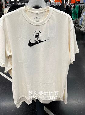 Nike耐克男子夏季运动休闲印花图案圆领纯棉短袖T恤DC1284-910