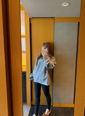 wann现货 条纹假两件空气层羊毛混纺套头长袖卫衣上衣tee