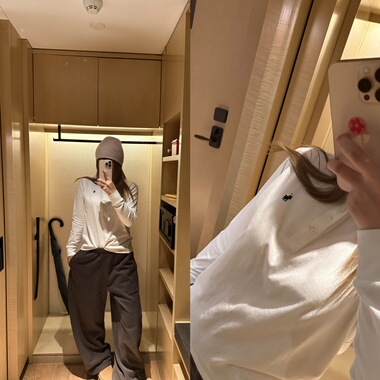 wann现货 小马刺绣简约亨利长袖 极简松弛感休闲t袖上衣