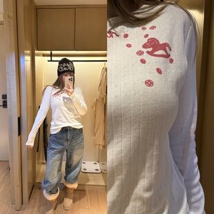 【春节照常发】wann现货 新年t马上有钱小马铜钱印花长袖t恤上衣