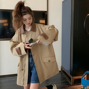 卡其色风衣女小个子秋季2025新款今年流行港风中长款大衣外套图片