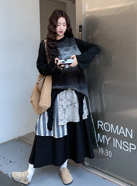 爆款现货！Z168-H318款针织背心+上衣+裙子三件套P195控288