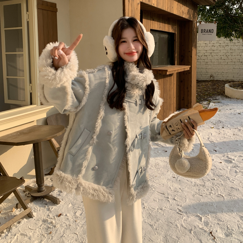 【首发现货】数据好Z168-H331灰蓝色羊羔毛皮毛一体P215控328