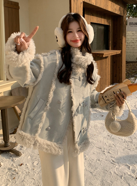 【首发现货】数据好Z168-H331灰蓝色羊羔毛皮毛一体P215控328