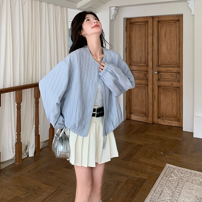 现货！168-H119重工蓝色亮闪闪提花短外套P145控218,女装短外套,浙宝168